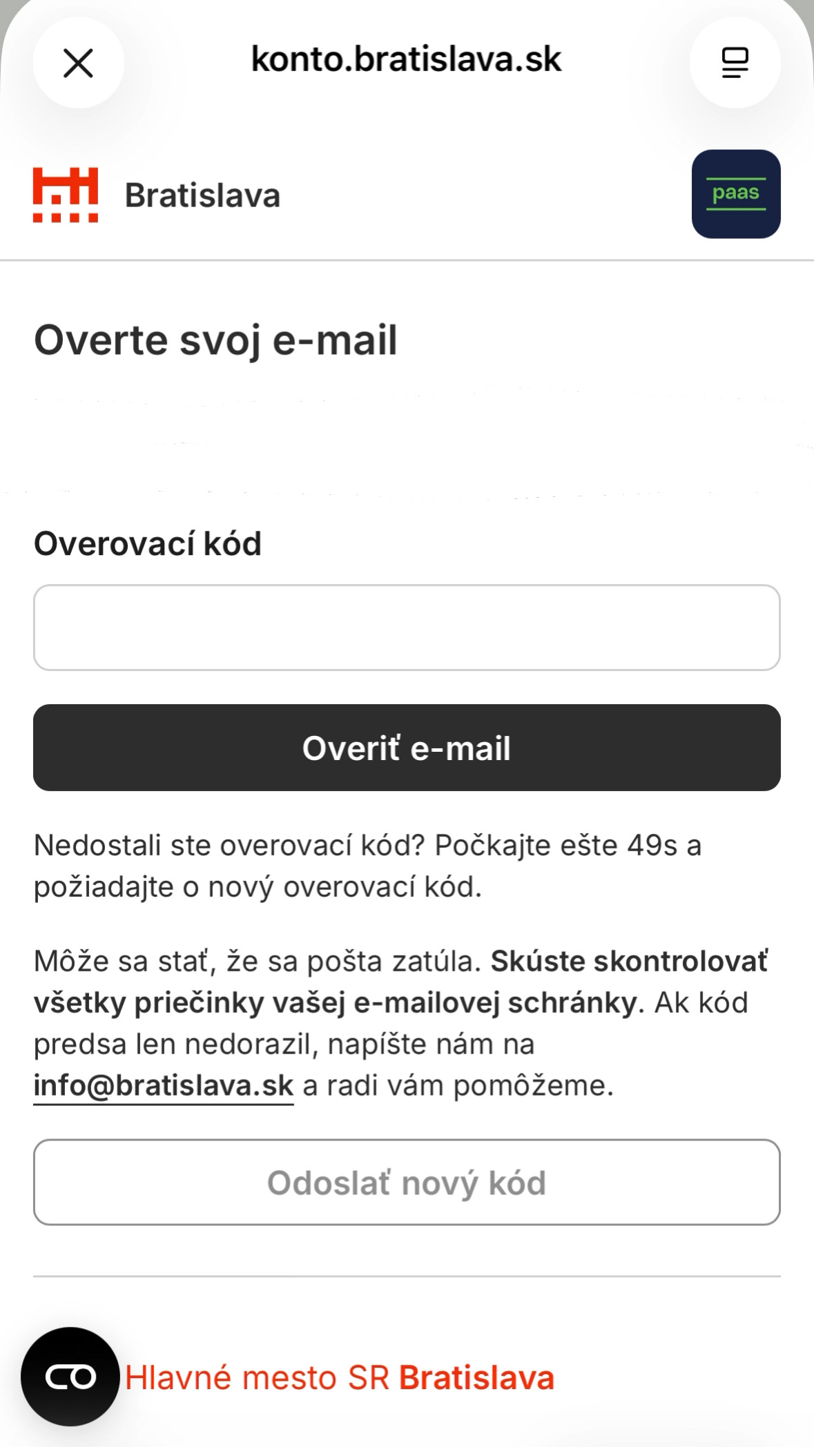 4. Overenie e-mailu