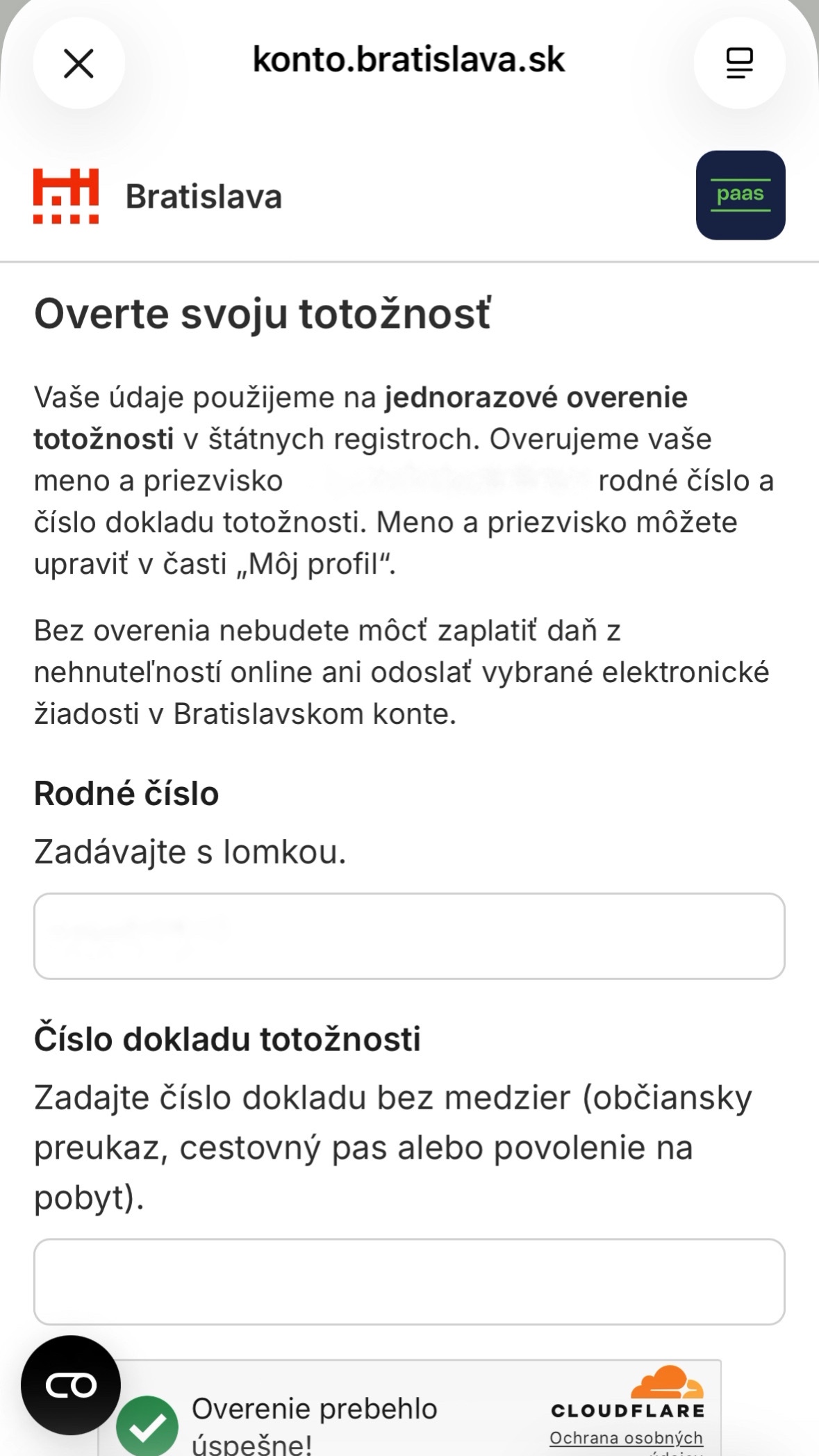 5. Overenie totožnosti